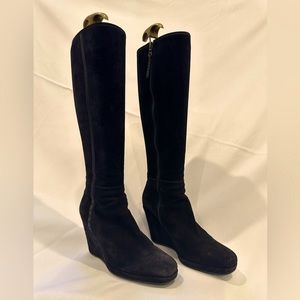 Prada Wedge Suede Tall Boots